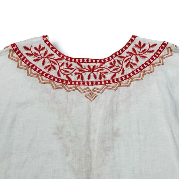 Johnny Was Embroidered Kimono White Pink Red Embroidery Boho Top Size Medium - Picture 6 of 8
